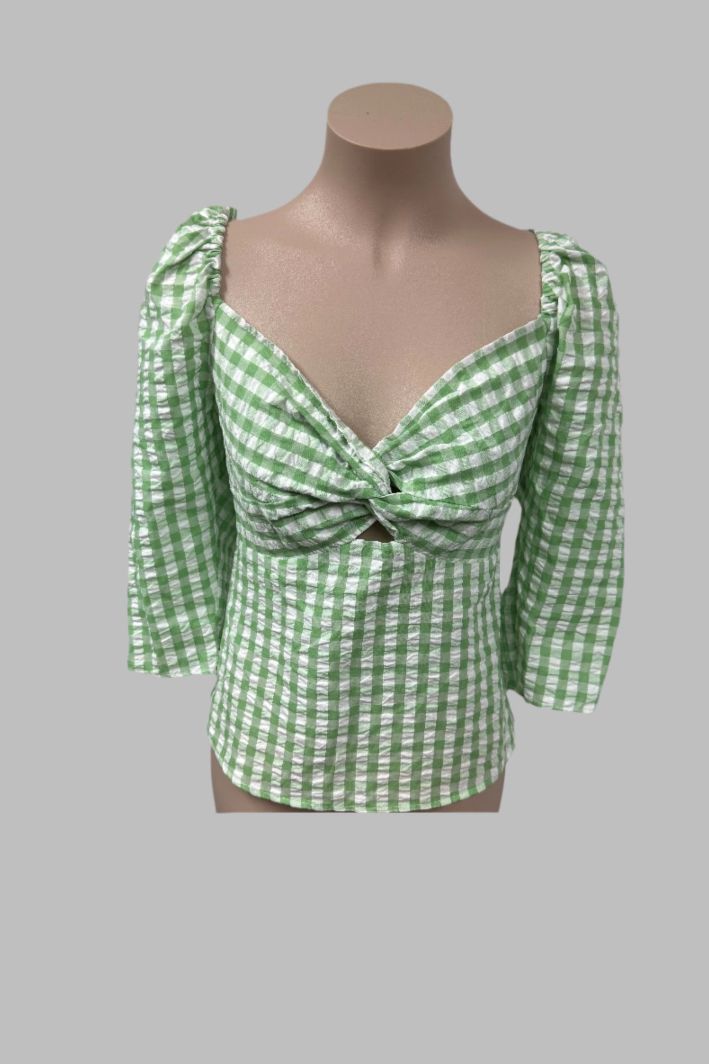 Tokito Green Checkered Top Size 14