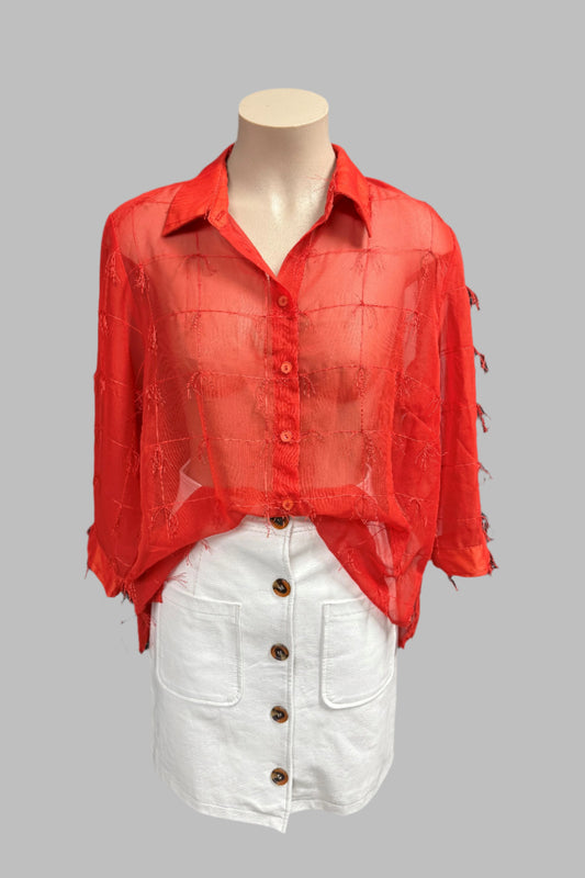 Macjays Burnt Orange Blouse Size L