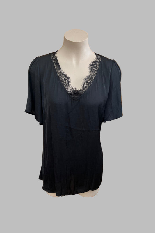 Taking Shape Black Lace Top Size 14