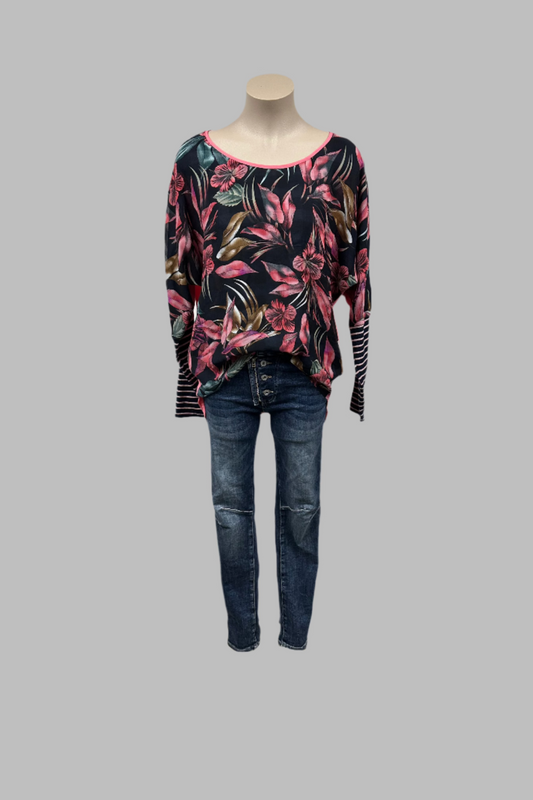 Charlo Floral Long Sleeve Top Size S